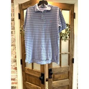 Polo Ralph Lauren Men's Polo Shirt Blue Pink‎ Striped Classic Fit Size L